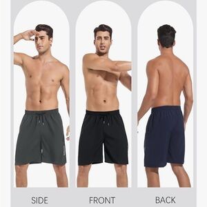NWOT 5 Pack Mens Athletic Gym Workout Shorts- 1 Blue, 1 Gray, 3 Black Size 2XL